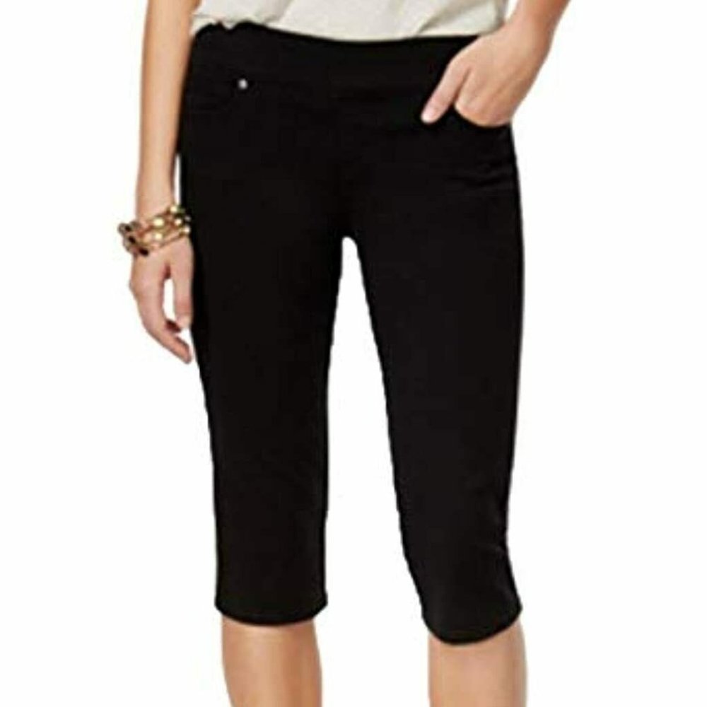 NWT Style&Co Petite Avery Pull-On Skimmer Jeans (Deep Black, P/S) #323-2